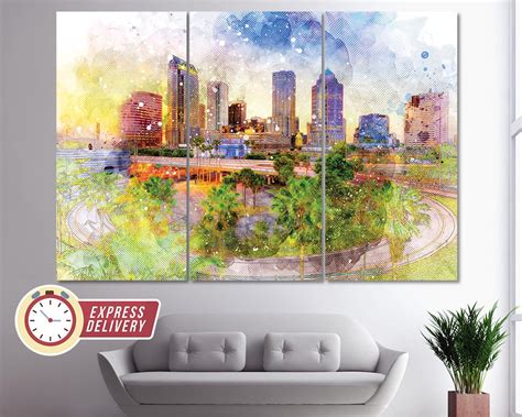 Tampa Skyline Canvas Art, Tampa Print, Tampa Wall Art, Tampa Canvas Art ...