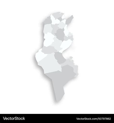 Tunisia Political Map Of Administrative Divisions Vector Image