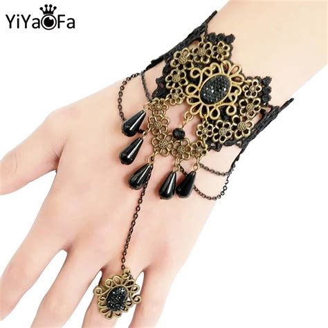 YiYaoFa Handmade Vintage Black Lace Bracelet For Women Accessories