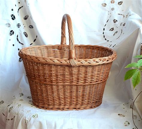 Large Oval Wicker Basket Big Woven Basket Large Picnic Etsy