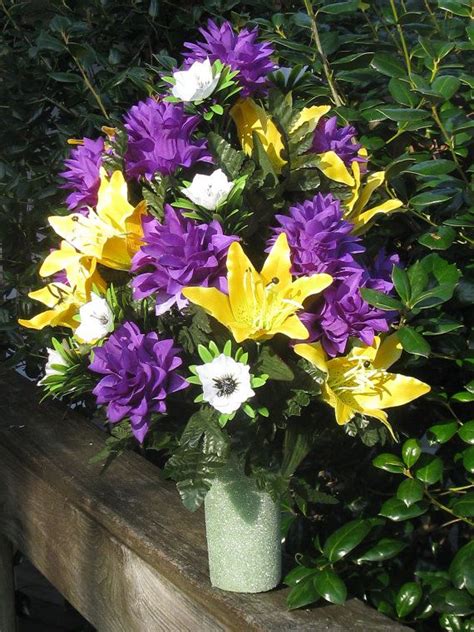 Cemetery Arrangement Memorial Flowers Silk Spring Grave Decorations