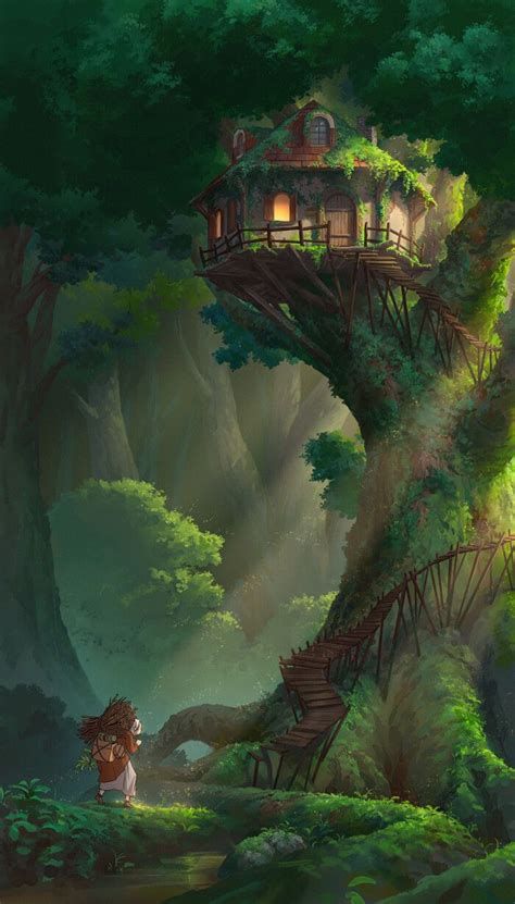 ArtStation - Treehouse, Nathan Park | Pemandangan khayalan, Pemandangan ...