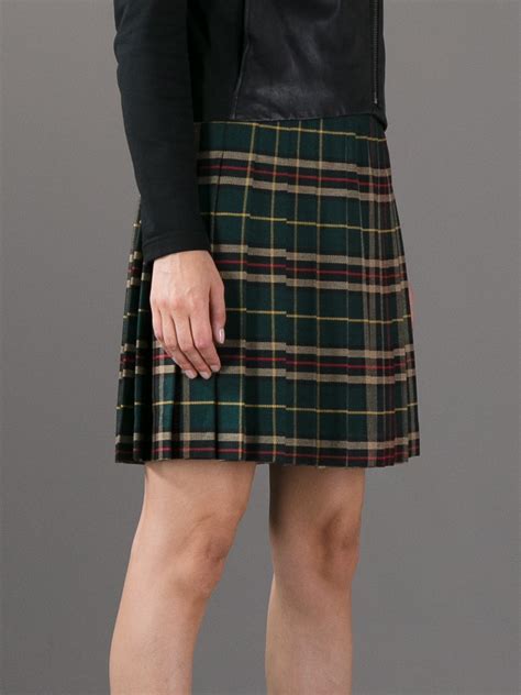 Lyst Parosh Pleated Tartan Skirt In Green