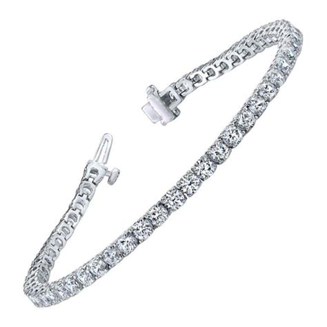 650 Carat Total Round And Baguette Diamond White Gold Bracelet For Sale At 1stdibs