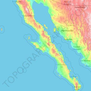 Mapa Topogr Fico Pen Nsula De Baja California Altitud Relieve