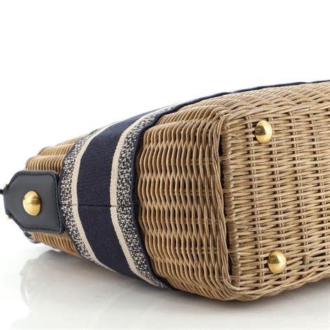 Christian Dior Basket Bag Wicker And Oblique Canvas Large At 1stDibs