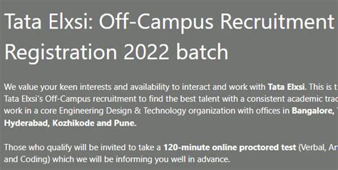 Tata Elxsi Off Campus Recruitment Online Registration 2022 Batch Seekajob