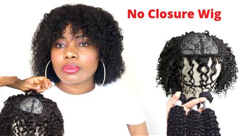 How To Make Full Wig With Fringe Bangsno Closure Curly Wig For Beginners Youtube