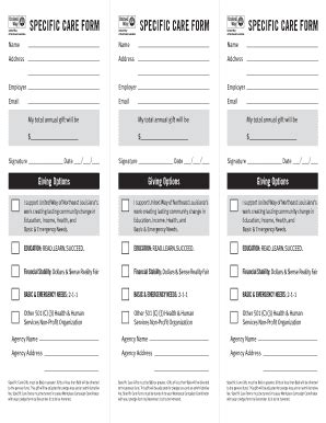 Fillable Online Unitedwaynela Specific Care Form Specific Care Form