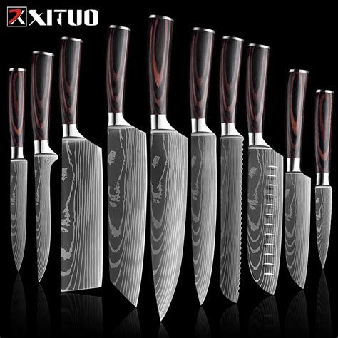 XITUO Coltello Da Cuoco 1 10 Pezzi Coltelli Da Cucina Set Laser Damasco