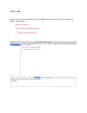Unit 1 Labs Final Docx Unit 1 Labs 1 Run This Code To See The Output