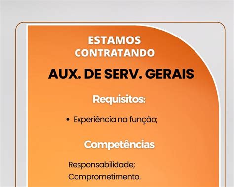 Empresa Deseja Contratar Auxiliar De Servi Os Gerais Envie Seu