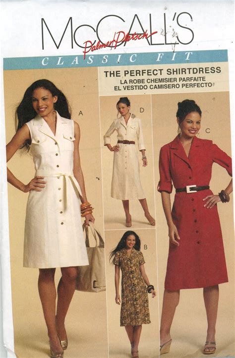 Mccall S M Shirt Dress Witn Sleeve Variation Sz Uncut Classic