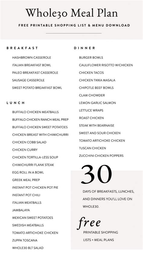 30-Day Whole30 Meal Plan - 40 Aprons