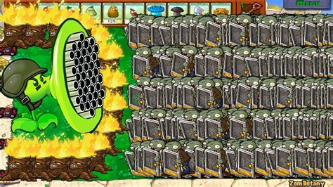 Plants Vs Zombies 99 Ultra Gatling Pea Vs 9999 Screen Door Zombie Vs All Zombies Youtube