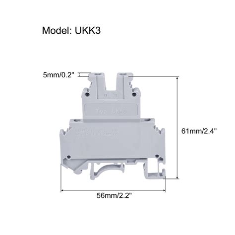 DIN Rail Mount Double Level Terminal Blocks Screw Type Grey UKK3 Pack