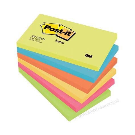 3m Post It Haftnotizen 655tfen 127 X 76 Mm 5 Farbig 6er Pack Brevo Service