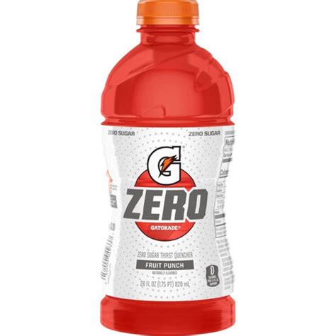 Gatorade Zero Fruit Punch Sport Drink 28 Oz Plastic Bottle Quantity