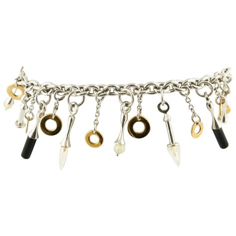 Stones, White gold Charm Bracelet For Sale at 1stDibs