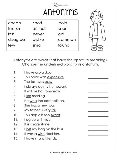 Antonyms Worksheet