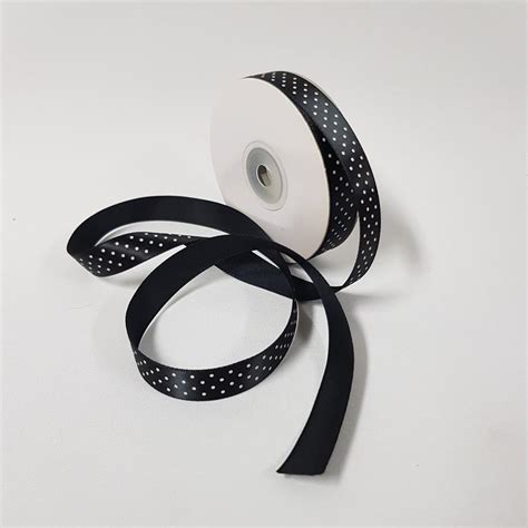 Satin Ribbon Small Dots 15mm Black Desflora