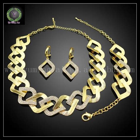 2016 Wholesale 3pcs Set 24K Gold Color Plated Jewelry Set Wedding