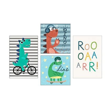 4 Placas Decorativas Para Quarto De Menino Dinossauro MadeiraMadeira