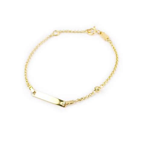 Bracciale Bimbo Battesimo Oro Giallo 18 Kt Con Targhetta