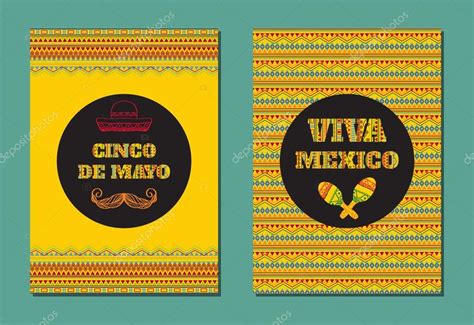 Cinco De Mayo Viva Mexico Vector Set Of Greeting Cards Banners Or