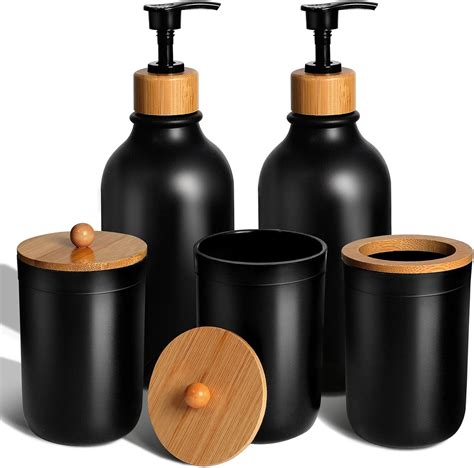 Gmisun Black Bathroom Accessories Set 5 Pcs Matte Black Bathroom