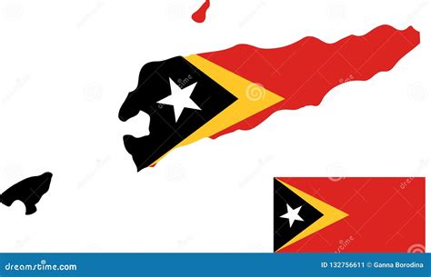 Mapa Del Vector De Timor Oriental Con La Bandera Fondo Aislado Blanco