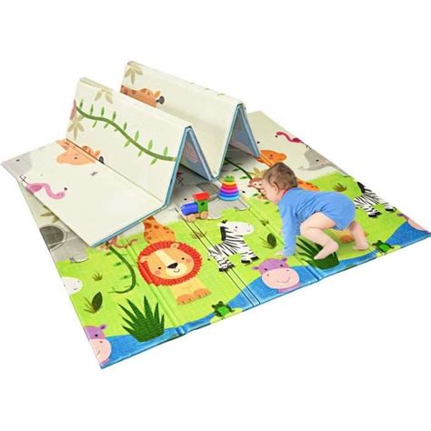 EAMADE Tapis d éveil Pliable Bébé 200X180X1 4 CM Tapis de Jeu en XPE