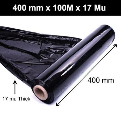 Black Pallet Stretch Shrink Wrap Cast Packing Cling Film Mm X M