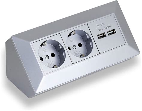 Corner Socket Surface Mounted X Schuko X Usb For Kitchen Office