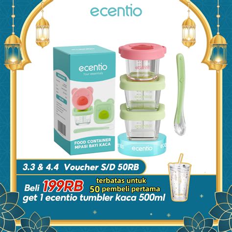 Jual Ecentio Food Container Baby Mpasi Kaca 3pcs Set Mini Kotak Tempat