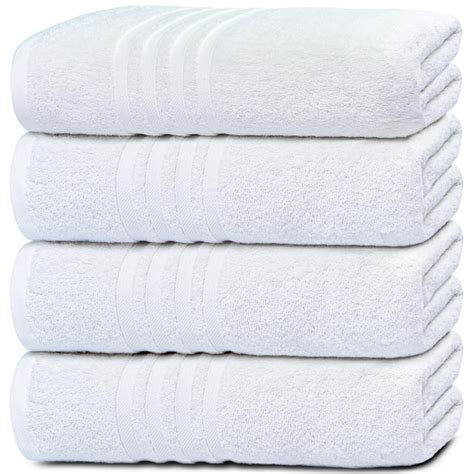 White Classic White Bath Towels 27x54 Inch Cotton Towel Set For