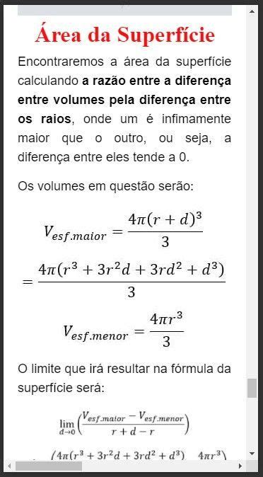 Área da Superfície da Esfera Geometria espacial Física e matemática