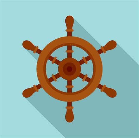 Icono del volante del barco Ilustración plana del icono vectorial del