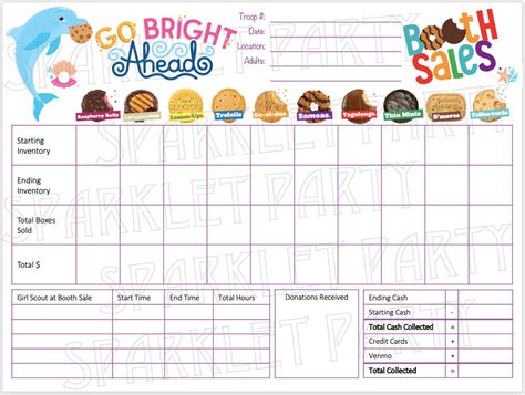 Lbb Girl Scout Cookies Booth Tally Count Sheet Printable Etsy