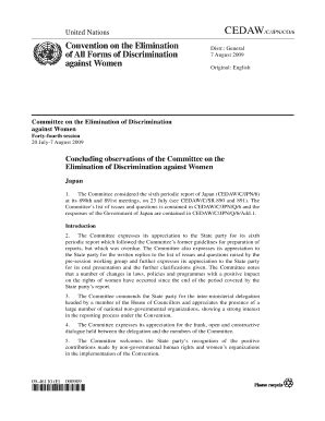 Fillable Online Cedaw C Jpn Co Convention On The Elimination Of All