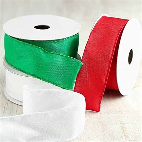 White Red And Green Satin Wired Ribbon Set Ribbon And Trims Craft