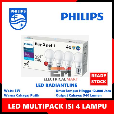 Jual Paket Pcs Lampu Bulb Led Philips Radiantline W W W W