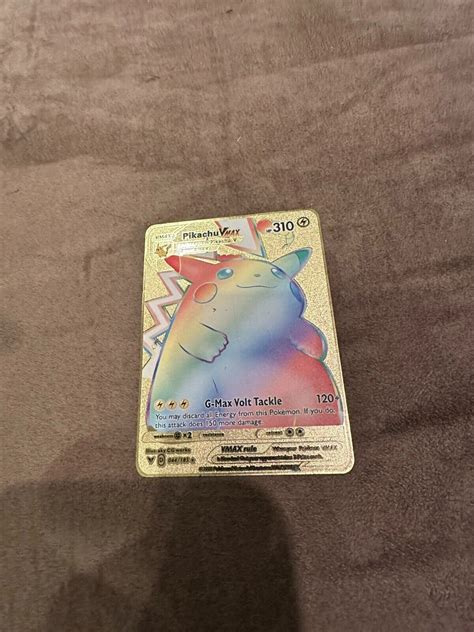 Pokemon Pikachu Vmax Hp Rainbow Gold Foil Card Values Mavin