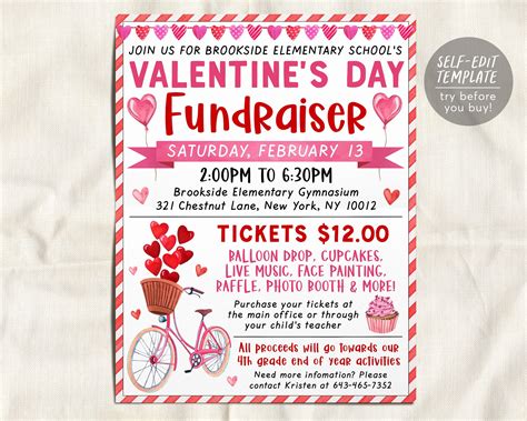 Valentine S Day Fundraiser Flyer Editable Template Valentine Party