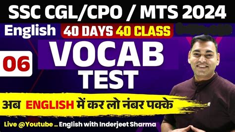 DAY 06 VOCAB DAY II 40 DAYS 40 MOCK TEST II CGL CPO 2024 TARGET II