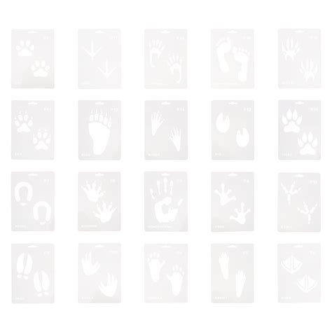 20 Sheets Of Hollow Stencils Animal Footprint Stencils Diy Fingerprint