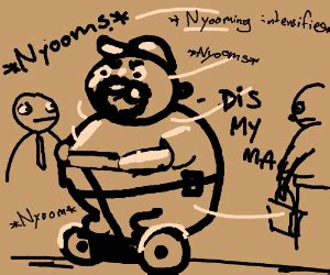 Paul Blart Mall Cop nyooming on his segway - Drawception