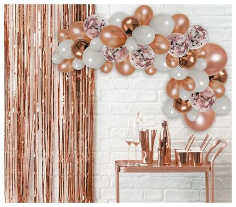 Rose Gold Balloon Arch Diy Full Kit Confetti Filled White Gold Etsy