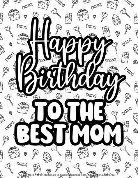 Happy Birthday Mom Coloring Pages Free Printables Cassie Smallwood