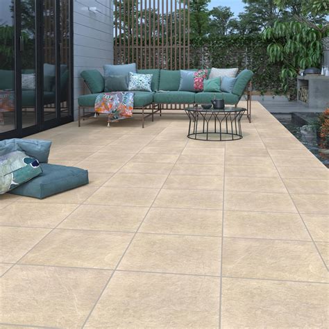 Carrelage sol extérieur medio effet pierre beige foncé Lazy l 45 x L 45